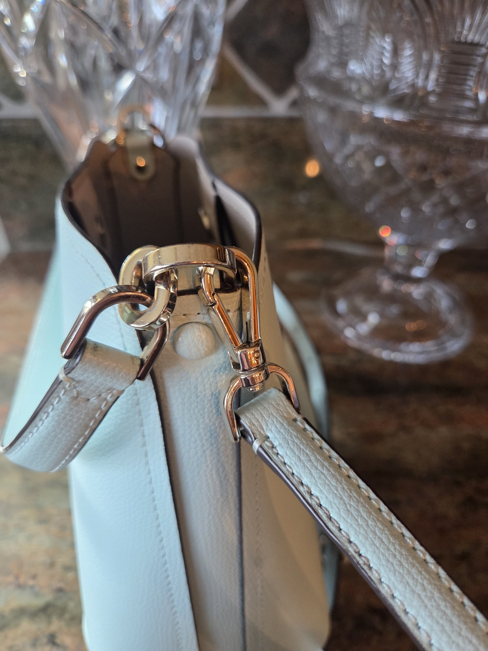 Kate Spade Light Blue Leather Bucket Bag with Matching Wallet - Picture 8 of 11